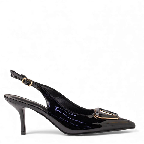 Europeon Union Women Black VernisLeather Heels #4581