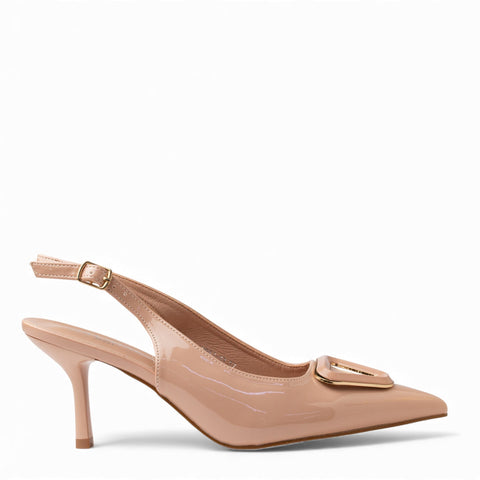Europeon Union Women Beige VernisLeather Heels #4582