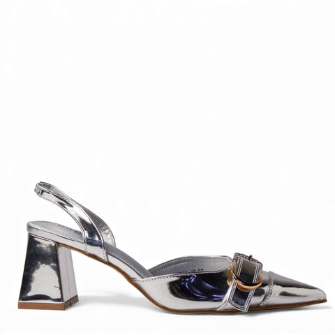 Europeon Union Women Sliver VernisLeather Heels #4587