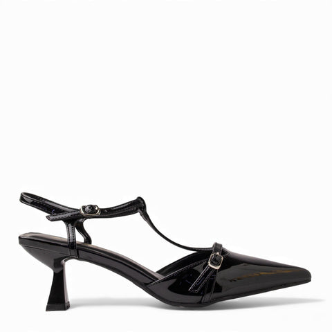 Europeon Union Women Black VernisLeather Heels #4591