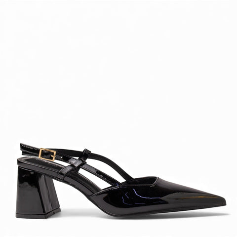 Europeon Union Women Black VernisLeather Heels #4595