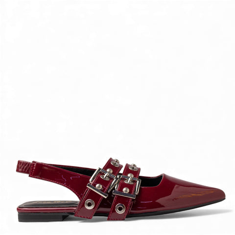 Europeon Union Women Maroon VernisLeather Mules #4599