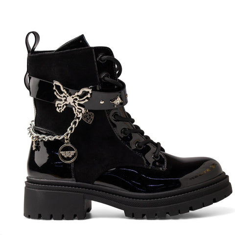 Europeon Union Women Black VernisLeather Half Boot #4602