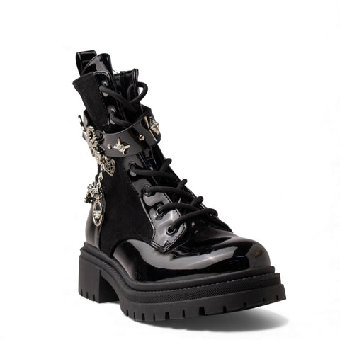 Europeon Union Women Black VernisLeather Half Boot #4602