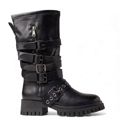 Europeon Union Women Black Leather Boot #4609