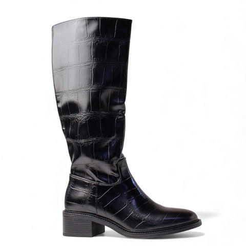Europeon Union Women Black Leather Boot #4610