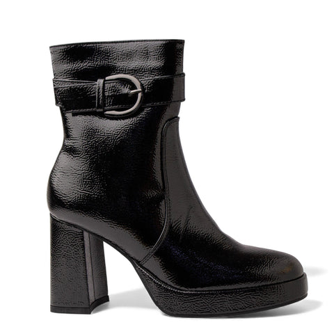 Europeon Union Women Black VernisLeather Half Boot #4621