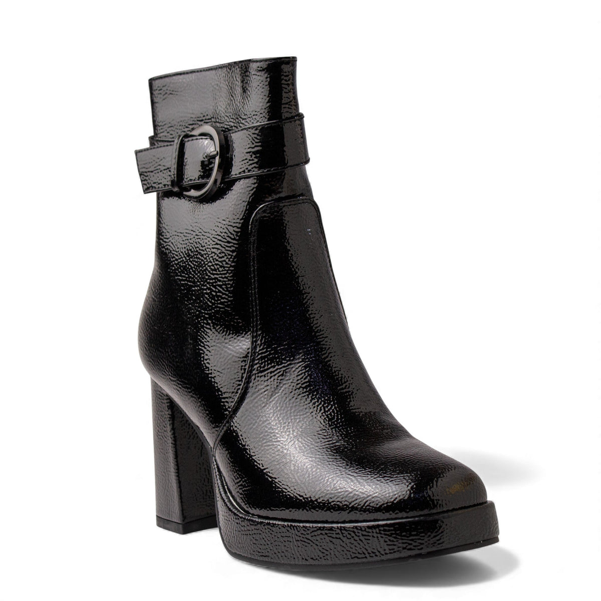 Europeon Union Women Black VernisLeather Half Boot #4621
