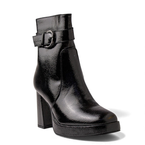 Europeon Union Women Black VernisLeather Half Boot #4621