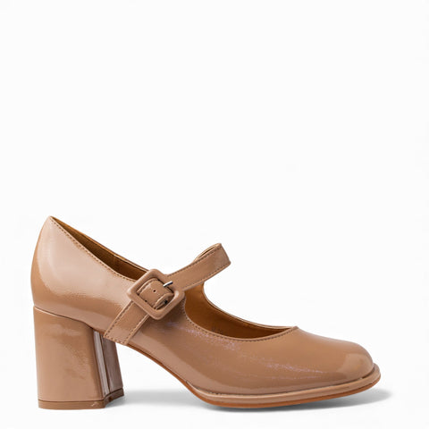 Europeon Union Women Beige VernisLeather Shoes #4645