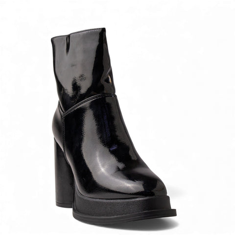 Europeon Union Women Black VernisLeather Half Boot #4648