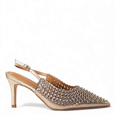 Europeon Union Women Gold Glitter Soiree Sandal #4652