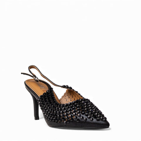 Europeon Union Women Black Glitter Soiree Sandal #4653