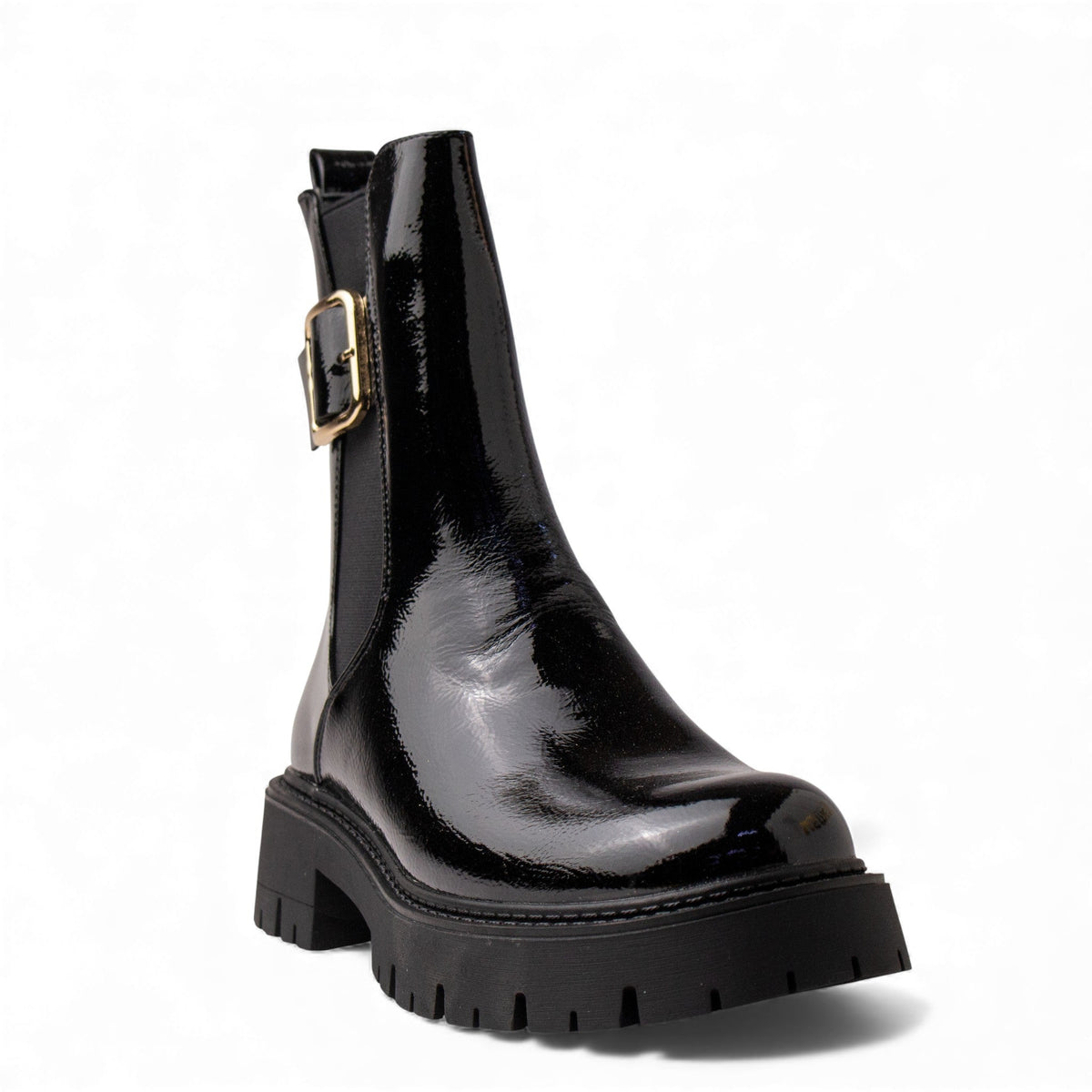 Europeon Union Women Black VernisLeather Half Boot #4657