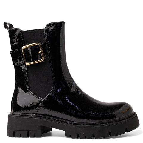 Europeon Union Women Black VernisLeather Half Boot #4657