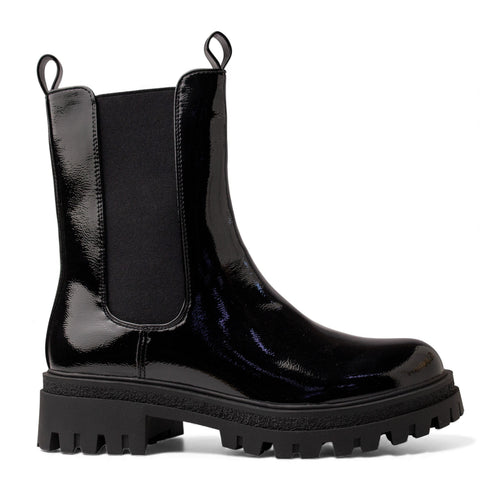 Europeon Union Women Black VernisLeather Half Boot #4659