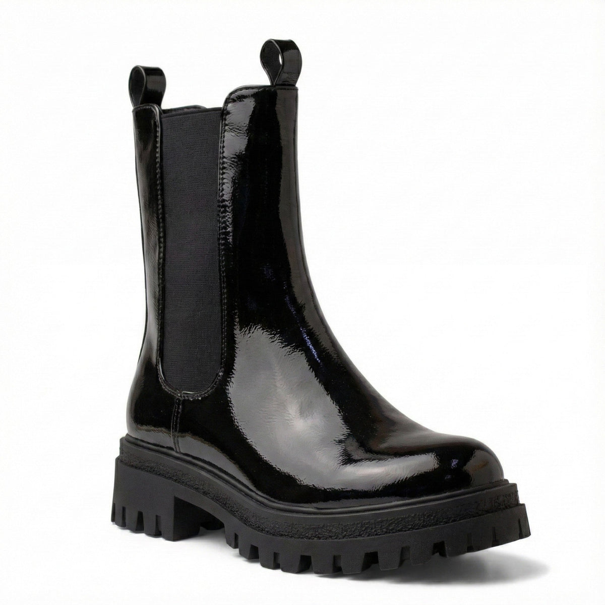 Europeon Union Women Black VernisLeather Half Boot #4659