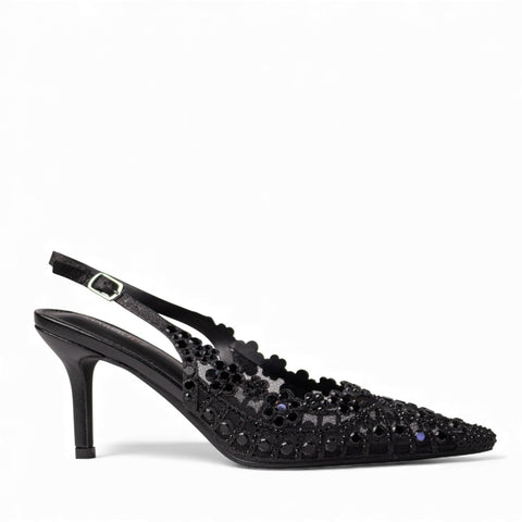 Europeon Union Women Black Glitter Soiree Sandal #4655