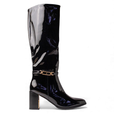 Europeon Union Women Black VernisLeather Boot #4663