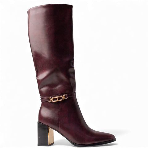 Europeon Union Women Maroon VernisLeather Boot #4664