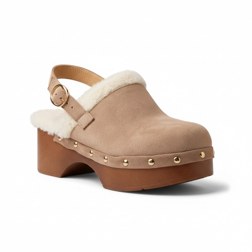 Europeon Union Women Beige Chamois Wedges #4673