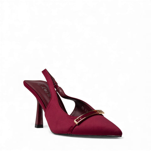 Europeon Union Women Maroon Satin Heels #4676