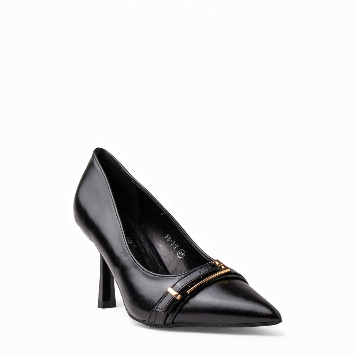 Europeon Union Women Black Leather Heels #4677