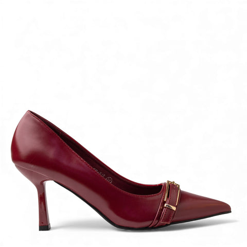 Europeon Union Women Maroon Leather Heels #4678