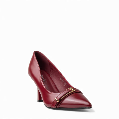 Europeon Union Women Maroon Leather Heels #4678