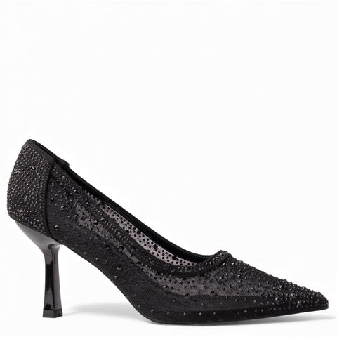 Europeon Union Women Black Satin Soiree Sandal #4679