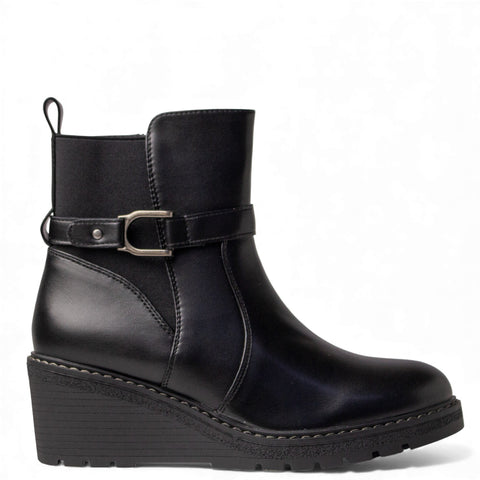 Europeon Union Women Black Leather Half Boot #4683