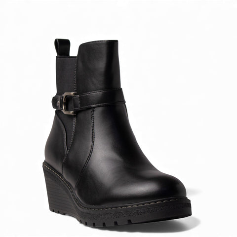 Europeon Union Women Black Leather Half Boot #4683