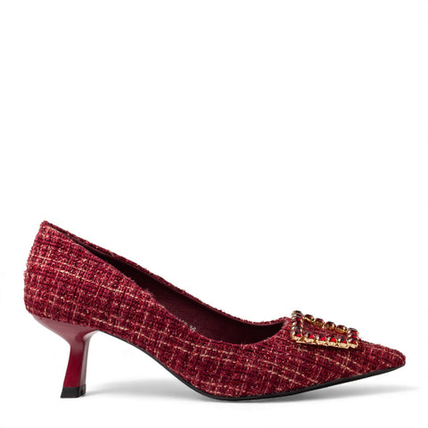Europeon Union Women Maroon Cloth Heels #4689