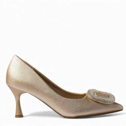 Europeon Union Women Gold Satin Soiree Sandal #4700