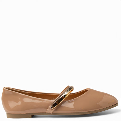 Europeon Union Women Beige VernisLeather Ballerina #4704