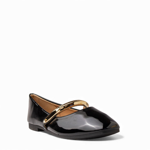 Europeon Union Women Black VernisLeather Ballerina #4705