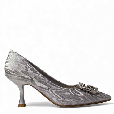 Europeon Union Women Sliver Satin Soiree Sandal #4710