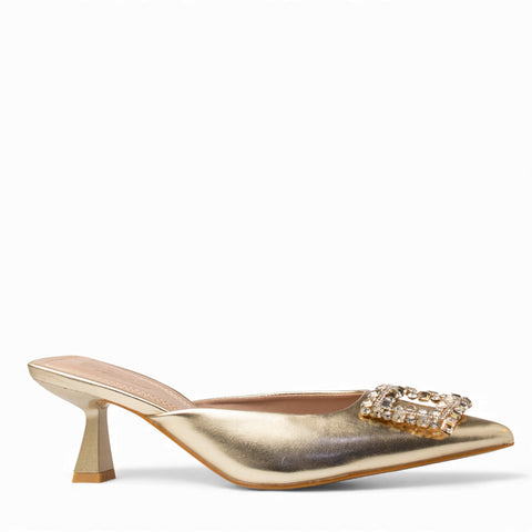 Europeon Union Women Gold Leather Heels #4712