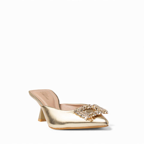 Europeon Union Women Gold Leather Heels #4712