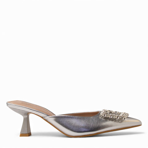 Europeon Union Women Sliver Leather Heels #4713