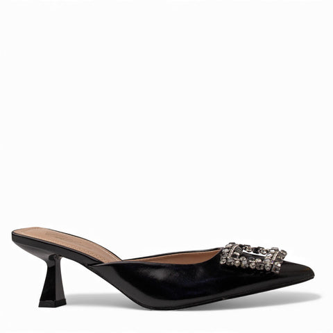 Europeon Union Women Black Leather Heels #4714