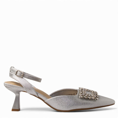 Europeon Union Women Sliver Satin Soiree Sandal #4715