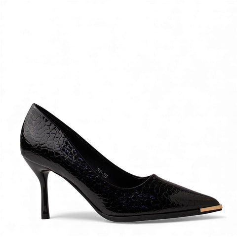 Europeon Union Women Black VernisLeather Heels #4717