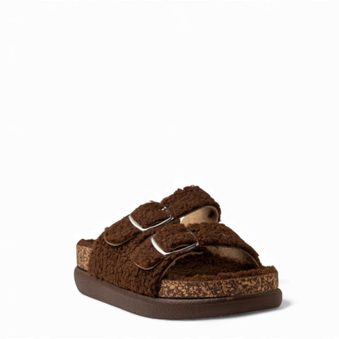 Europeon Union Women Brown Fur Slipper #4719