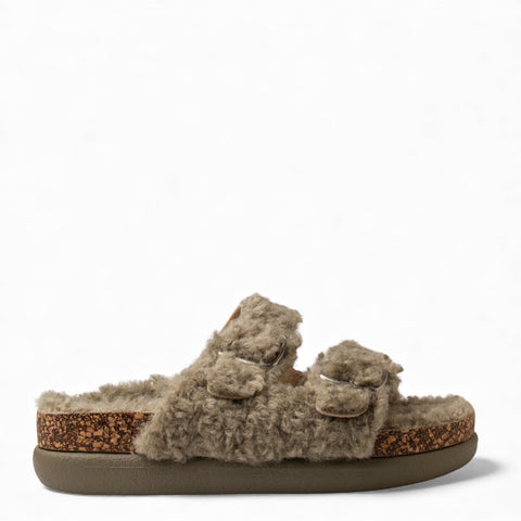 Europeon Union Women Green Fur Slipper #4720