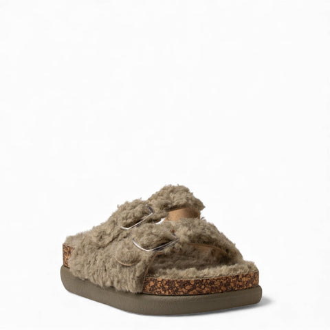 Europeon Union Women Green Fur Slipper #4720