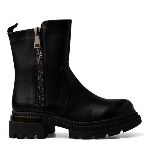 Europeon Union Women Black Leather Half Boot #4725