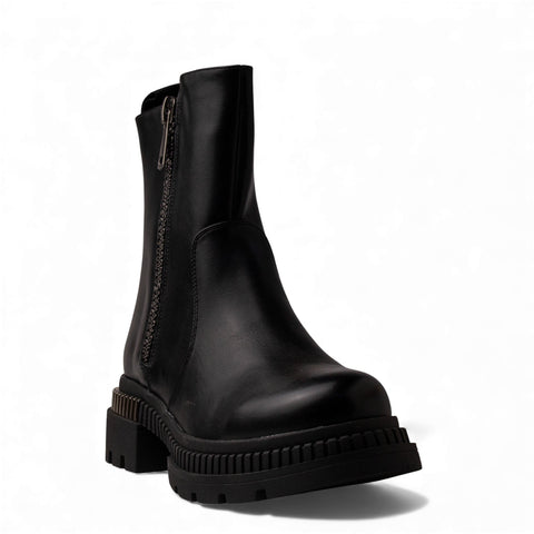 Europeon Union Women Black Leather Half Boot #4725