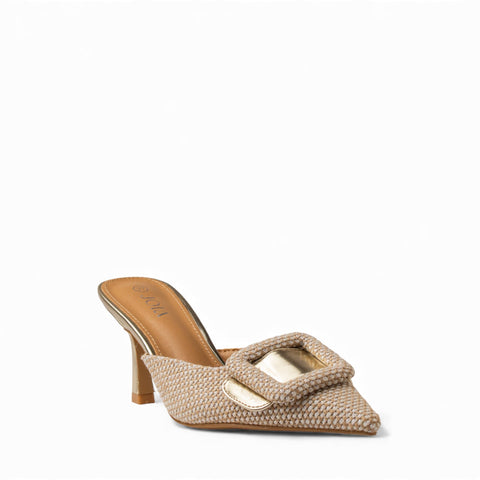Europeon Union Women Gold Magdool Heels #4726