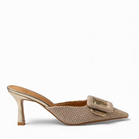 Europeon Union Women Gold Magdool Heels #4726